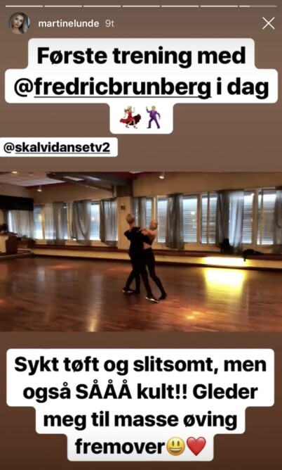 I GANG: Martine Lunde er i full gang med dansetreningen og deler flere bilder og videoklipp i sosiale medier. Foto: Skjermdump, Instagram I GANG: Martine Lunde er i full gang med dansetreningen og deler flere bilder og videoklipp i sosiale medier. Foto: Skjermdump, Instagram